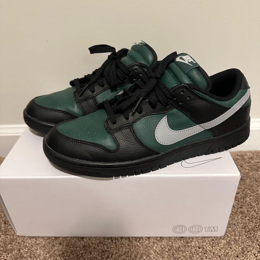 Nike Men's Custom Black and Green Dunk Low Sneakers